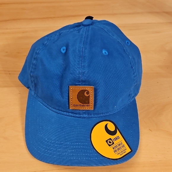 Carhartt Blue Baseball Cap OS Logo Patch Canvas Velcro Close - Picture 1 of 5